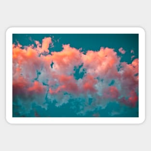 Dramatic Clouds Pink Teal Sky Puffy Clouds Cotton Candy Sticker